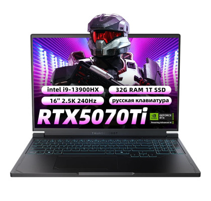 Ноутбук игровой Thunderobot R16S, Core i9-13900HX, RTX 5070Ti, 32ГБ/1ТБ, 16" 2.5K IPS 240Hz, Windows 11, RU клавиатура