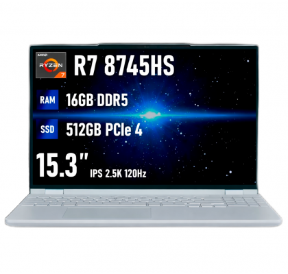 Игровой ноутбук Mechrevo Forza 15X, Ryzen 7 8745HS, Radeon 780M, 16GB/1TB, 15.3" IPS 2.5K 120Hz 100% sRGB, Windows 11