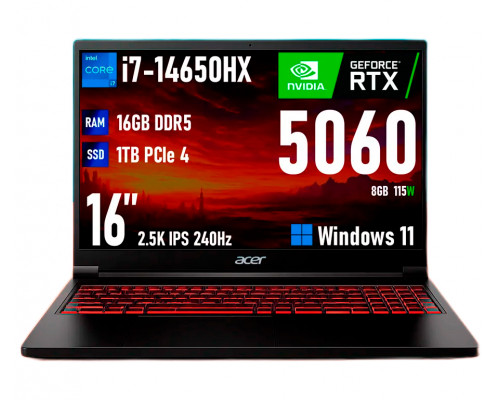 Игровой ноутбук Acer Nitro 16 с RTX 5060 и Core i7-14650HX